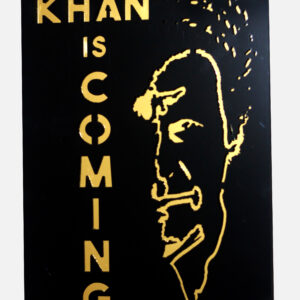 3D Portrait of Imran Khan Written Khan Is Coming In Acrylic Material