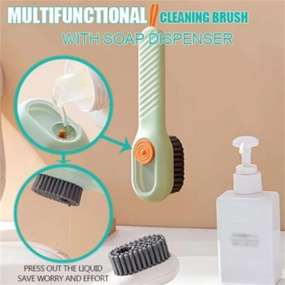 Multi-Purpose Shoe Brush With Soft Bristle Automatic Liquid Long Handle Cleaning Brush For Clothes Tools Kitchen Accessories Household Cleaning Tool