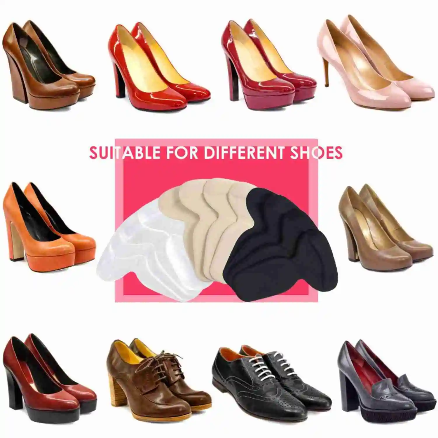 T Shape High Heel Insoles Foot Pad Adjustable Antiwear Feet Inserts Heel Protector Sticker Insoles Foot Heel Protector Cushion Pads For?Women