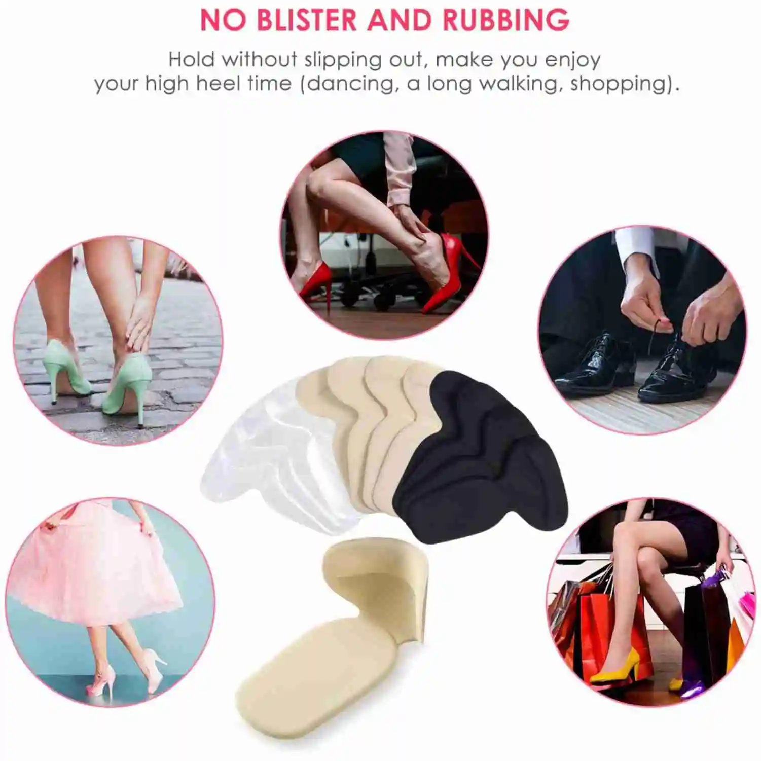 T Shape High Heel Insoles Foot Pad Adjustable Antiwear Feet Inserts Heel Protector Sticker Insoles Foot Heel Protector Cushion Pads For?Women