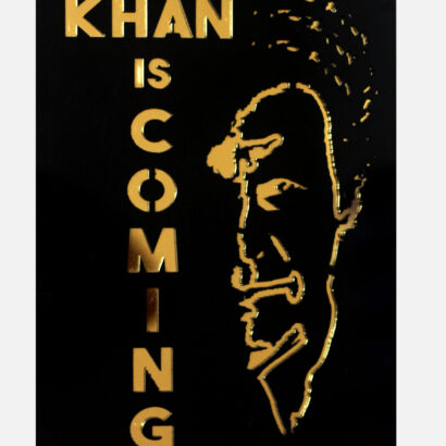 3D Portrait of Imran Khan Written Khan Is Coming In Acrylic Material