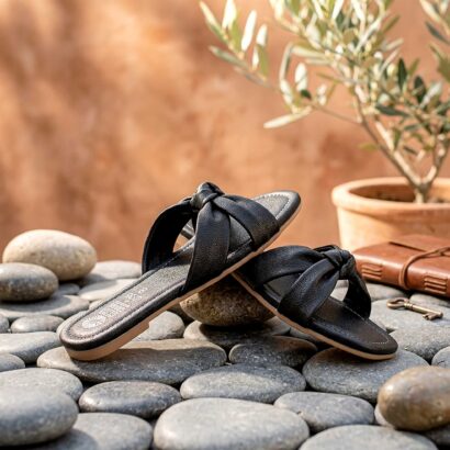 Ladies Flat Shoes With Black Tie