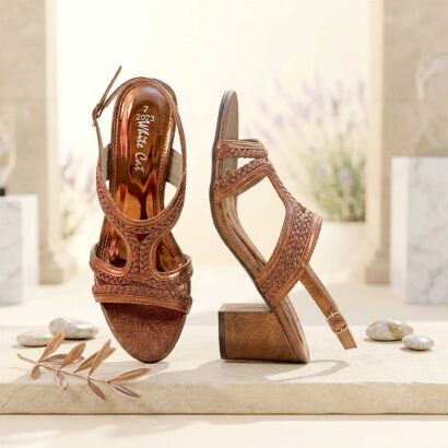 Ladies Stylish Heel Sandal In Chocolate Color
