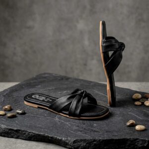 Ladies Flat Shoes With Black Tie