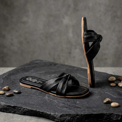 Ladies Flat Shoes With Black Tie