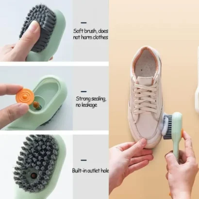 Multi-Purpose Shoe Brush With Soft Bristle Automatic Liquid Long Handle Cleaning Brush For Clothes Tools Kitchen Accessories Household Cleaning Tool